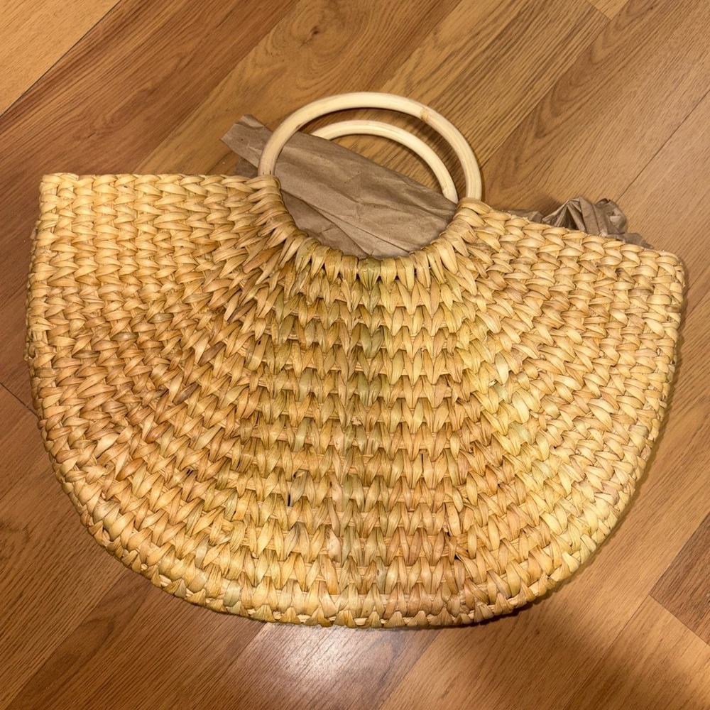 Zara Stylish Tan Woven Handbag
